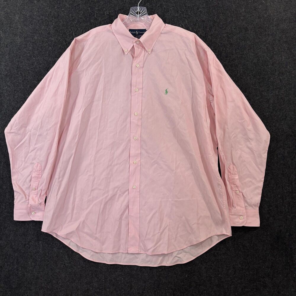 Ralph Lauren Blake Shirt Men's XL Pink 100% Cotton Button Down Preppy Casual